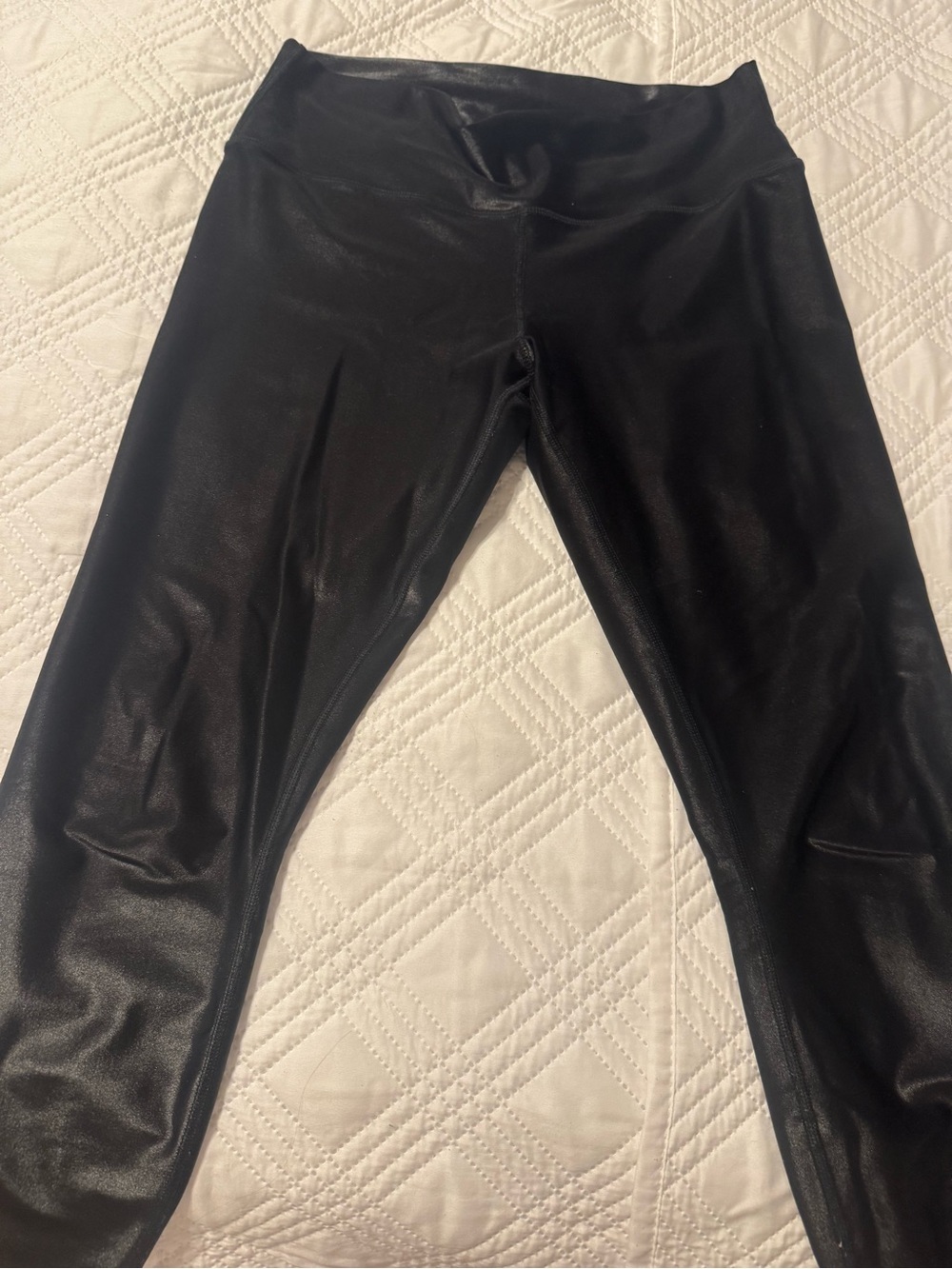 Alo Yoga Black Liquid Faux Leather High Waist Leggings Size L